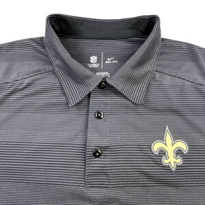 Nike NFL Apparel Polo Shirt Mens Large Black New Orleans Saints Stretch Golf